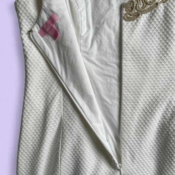 Lilly Pulitzer White Gold Embroidered Cotton Mini Dress Size 8 - Picture 7 of 9